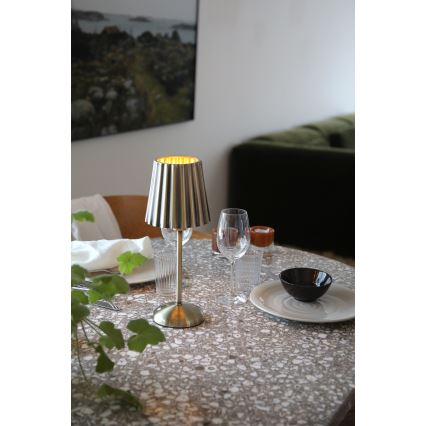 Markslöjd 109127 - stmievateľná LED nabíjateľná dotyková stolná lampa CELIA 1xE14/2W/2000 mAh mosadz