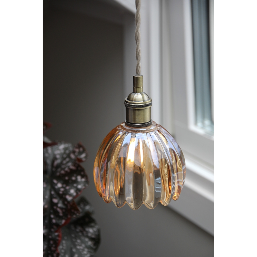 Markslöjd 109137 - Luster na lanku GOTA 1xE14/40W/230V dymová béžová/mosadz