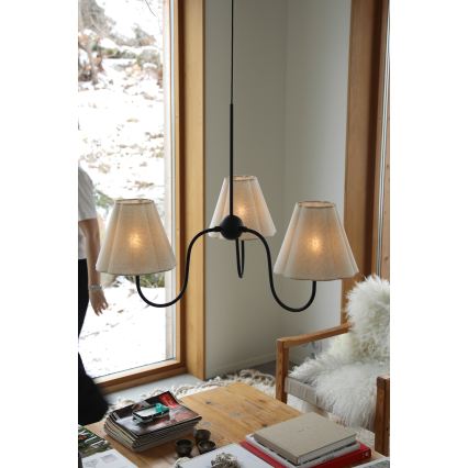 Markslöjd 109172 - Závesný luster na lanku VEYA 3xE14/40W/230V ľan/čierna