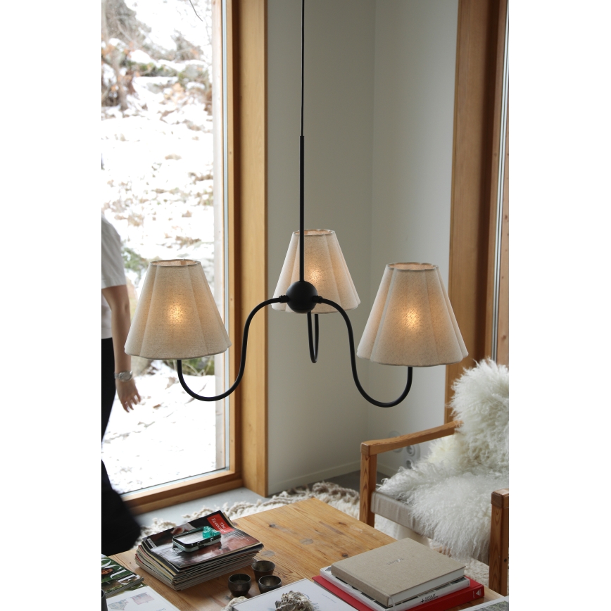 Markslöjd 109172 - Závesný luster na lanku VEYA 3xE14/40W/230V ľan/čierna