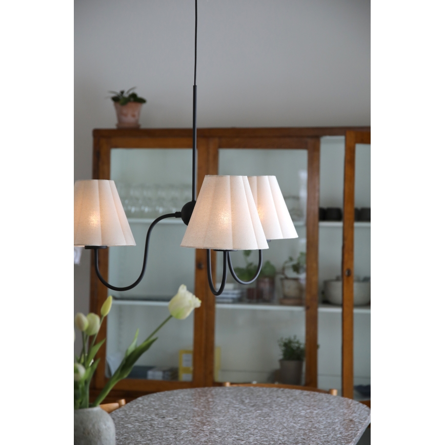 Markslöjd 109172 - Závesný luster na lanku VEYA 3xE14/40W/230V ľan/čierna