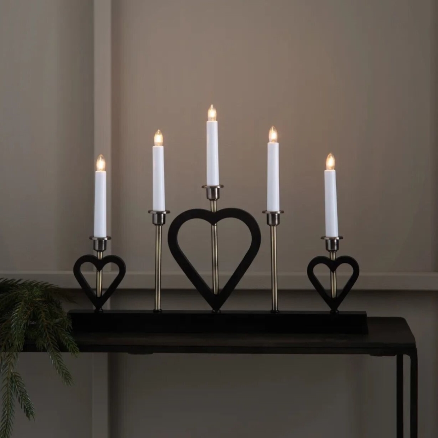 Markslöjd 705938 - Vianočný svietnik MELISSA 5xE10/3W/230V čierna/mosadz