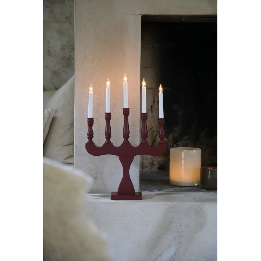 Markslöjd 706373 - Vianočný svietnik SVANEHOLM 5xE10/3W/230V borovica/červená