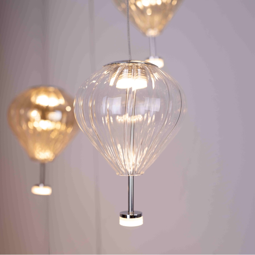 MAXLIGHT P0526D - LED Stmievateľný luster na lanku PALLONCINI 11xLED/6W/230V pr. 45 cm číra/béžová/dymová