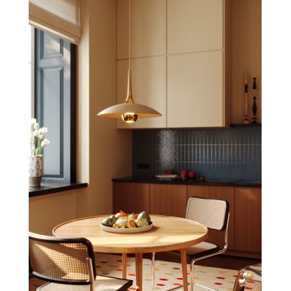 MAXLIGHT P0674 - LED závesný luster na lane MANUKA LED/12W/230V priemer 28 cm zlatá/béžová