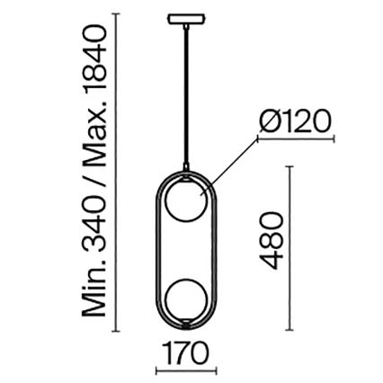 Maytoni MOD013PL-02BS1 - Luster na lanku RING 2xG9/25W/230V mosadz