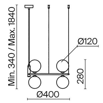 Maytoni MOD013PL-04BS1 - Luster na lanku RING 4xG9/25W/230V zlatá