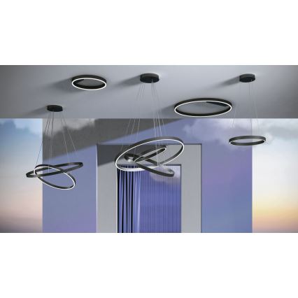 Maytoni MOD058PL-L22B3K - LED Luster na lanku RIM LED/25W/230V 3000K pr. 40 cm čierna