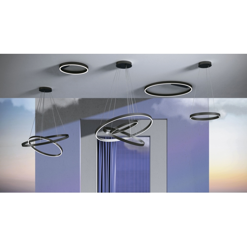 Maytoni MOD058PL-L22B3K - LED Luster na lanku RIM LED/25W/230V 3000K pr. 40 cm čierna