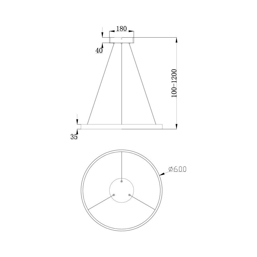 Maytoni MOD058PL-L32B3K - LED Luster na lanku RIM LED/37W/230V 3000K pr. 60 cm čierna