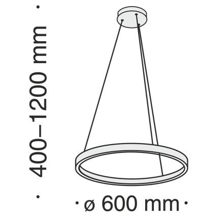 MOD058PL-L32B4K - LED Luster na lanku RIM LED/37W/230V 4000K pr. 60 cm čierna