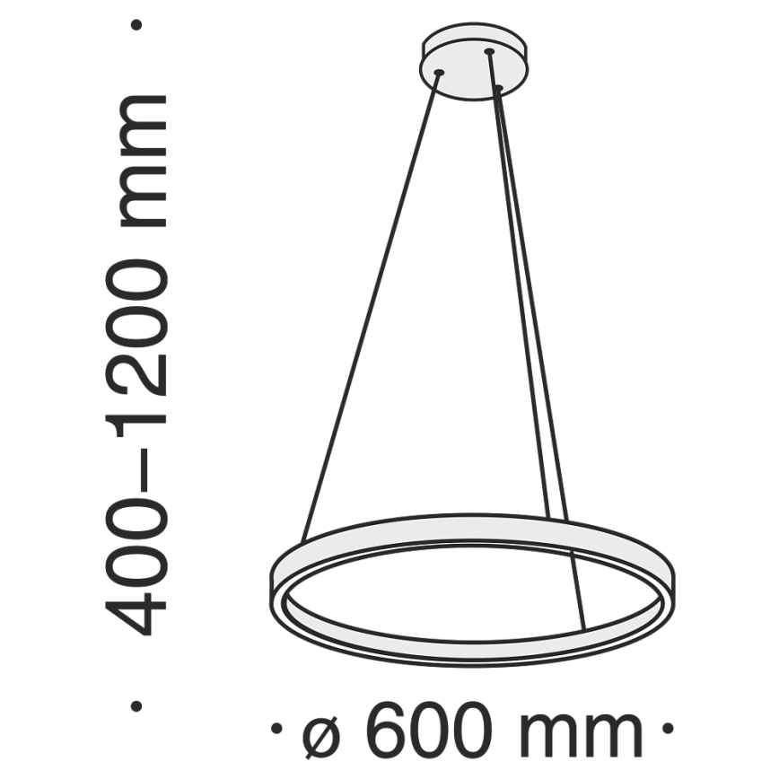 MOD058PL-L32B4K - LED Luster na lanku RIM LED/37W/230V 4000K pr. 60 cm čierna