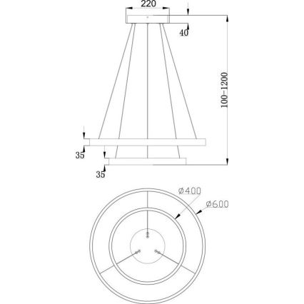 Maytoni MOD058PL-L55B3K - LED Luster na lanku RIM LED/61W/230V 3000K pr. 60 cm čierna