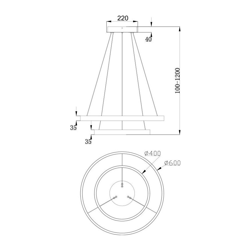 Maytoni MOD058PL-L55B3K - LED Luster na lanku RIM LED/61W/230V 3000K pr. 60 cm čierna