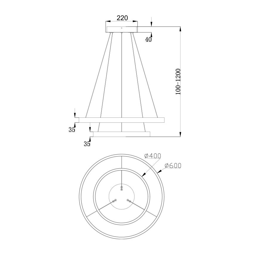 Maytoni MOD058PL-L55BS3K - LED Luster na lanku RIM LED/61W/230V 3000K pr. 60 cm zlatá