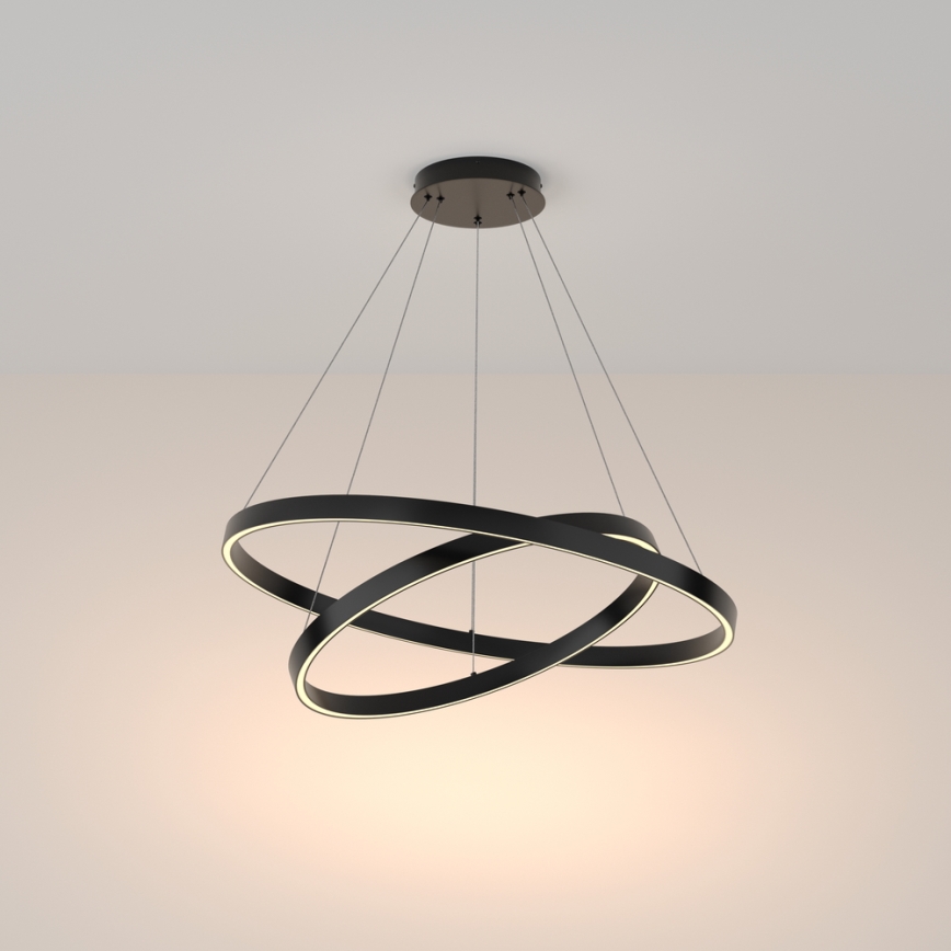 Maytoni MOD058PL-L74B3K - LED Luster na lanku RIM LED/88W/230V 3000K pr. 80 cm čierna