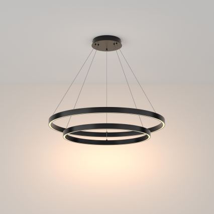 Maytoni MOD058PL-L74B3K - LED Luster na lanku RIM LED/88W/230V 3000K pr. 80 cm čierna
