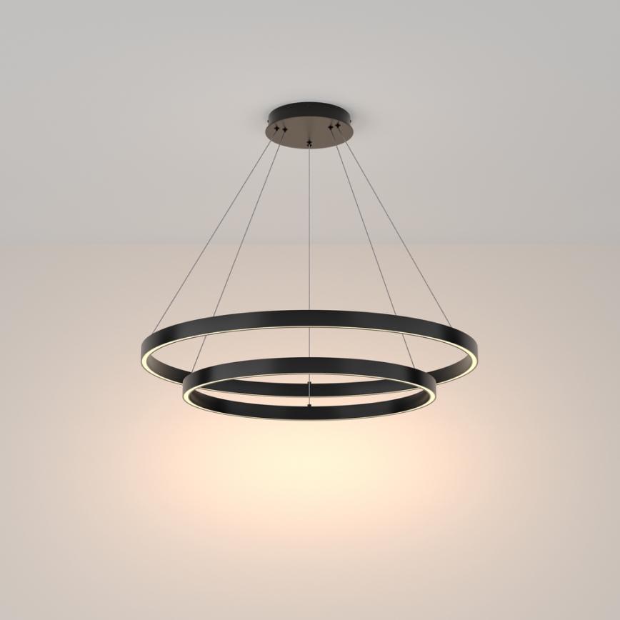 Maytoni MOD058PL-L74B3K - LED Luster na lanku RIM LED/88W/230V 3000K pr. 80 cm čierna