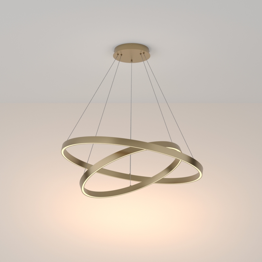 Maytoni MOD058PL-L74BS3K - LED Luster na lanku RIM LED/88W/230V 3000K pr. 80 cm zlatá