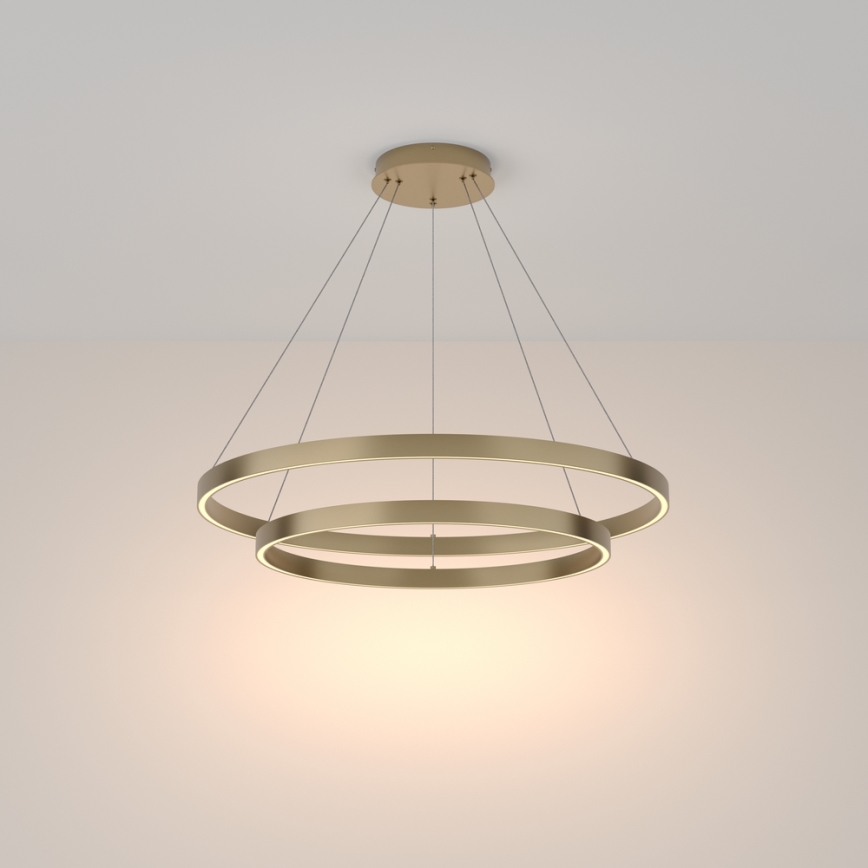 Maytoni MOD058PL-L74BS3K - LED Luster na lanku RIM LED/88W/230V 3000K pr. 80 cm zlatá
