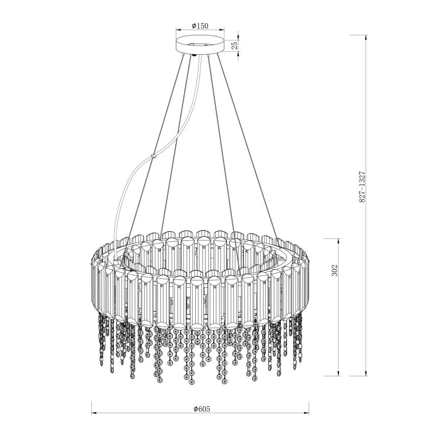 Maytoni MOD097PL-08CH - Luster na lanku HAIL 8xE14/40W/230V pr. 60,5 cm lesklý chróm