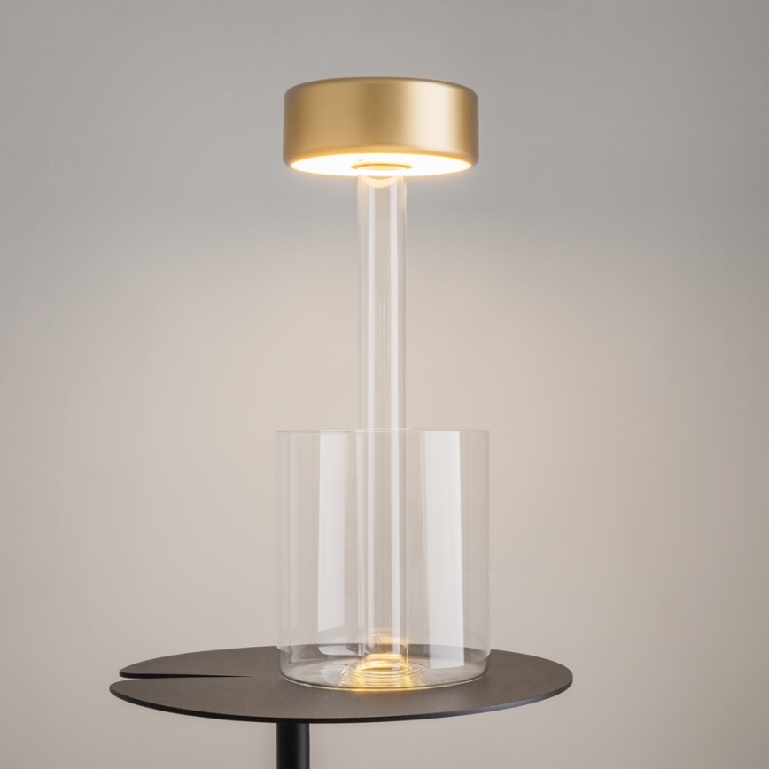 Maytoni MOD229TL-L3G3K1 - LED Stmievateľná nabíjacia prenosná stolná lampa LED/3W/5V 2200-4000K zlatá/číra