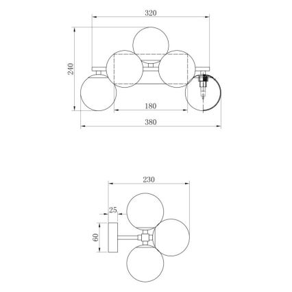 Maytoni MOD547WL-05B - Nástenné svietidlo DALLAS 5xG9/28W/230V čierna