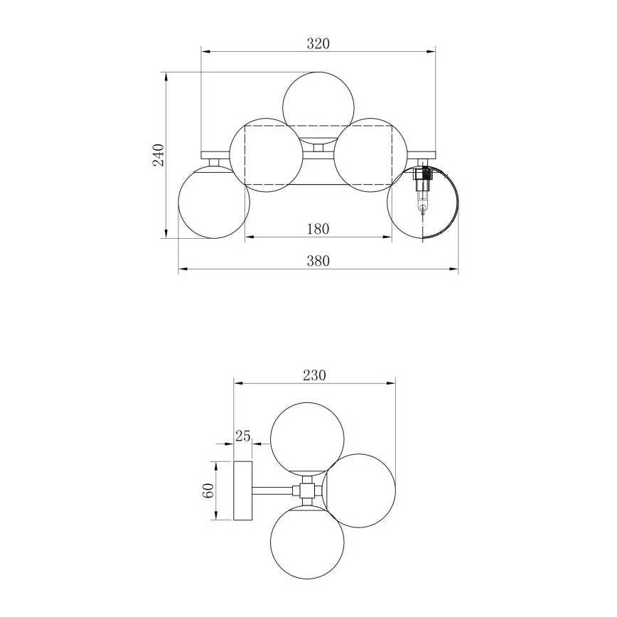Maytoni MOD547WL-05B - Nástenné svietidlo DALLAS 5xG9/28W/230V čierna