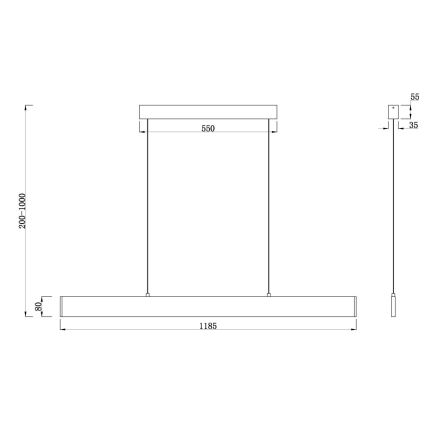 Maytoni P010PL-L30B4K - LED Luster na lanku STEP LED/30W/230V 4000K 118,5 cm čierna