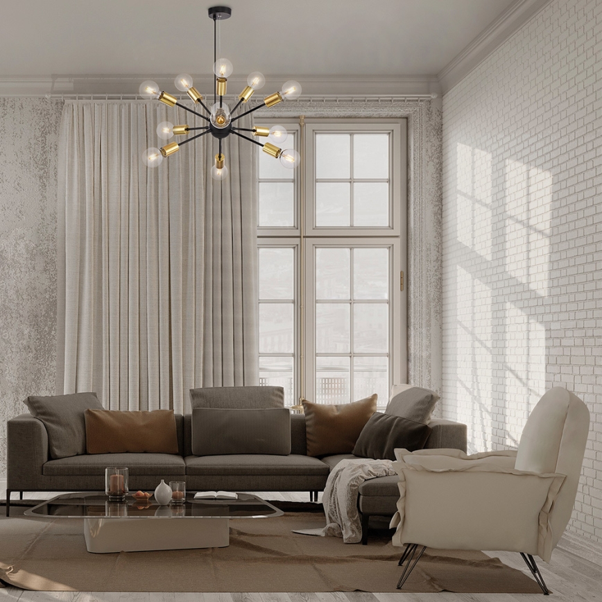 Maytoni T546PL-12B - Závesný luster JACKSON 12xE27/7W/230V čierna/zlatá