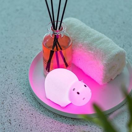 MegaLight - LED RGB Nabíjacia detská dotyková lampa do vane SWIMMY HIPPO LED/5V IP67