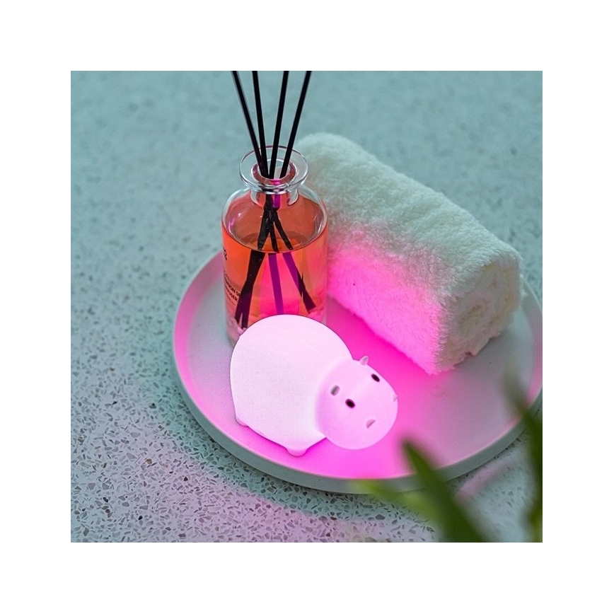MegaLight - LED RGB Nabíjacia detská dotyková lampa do vane SWIMMY HIPPO LED/5V IP67