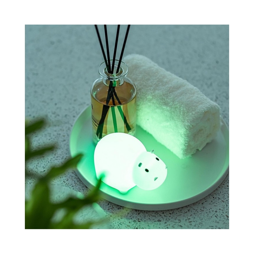 MegaLight - LED RGB Nabíjacia detská dotyková lampa do vane SWIMMY HIPPO LED/5V IP67