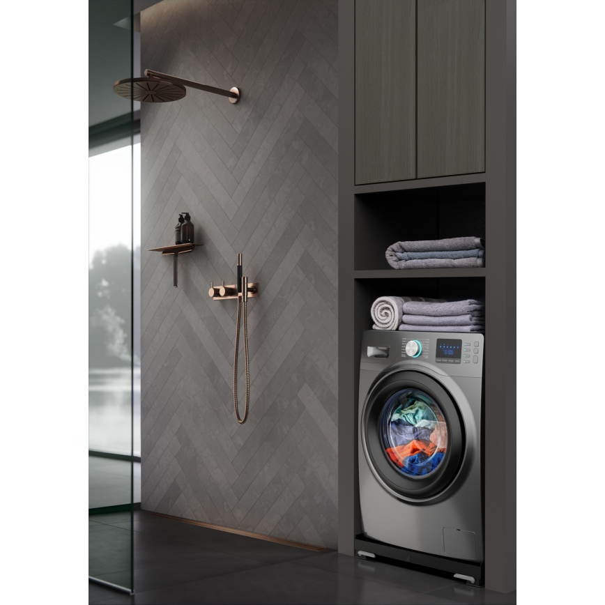 Meliconi 656168 - Antivibračná podložka pod práčku s výsuvnými kolieskami 47 cm čierna