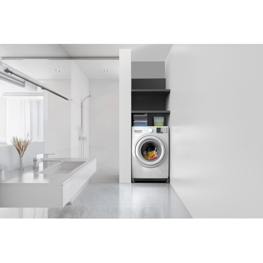 Meliconi 656168 - Antivibračná podložka pod práčku s výsuvnými kolieskami 47 cm čierna