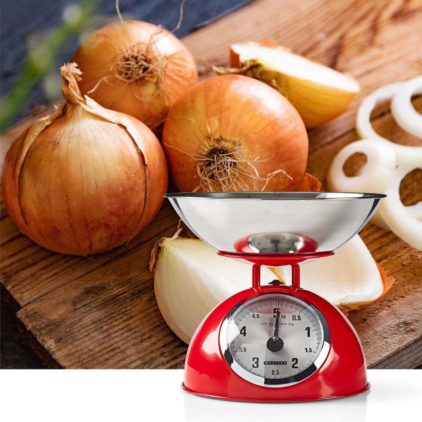 Melissa - Retro kuchynská váha s miskou červená