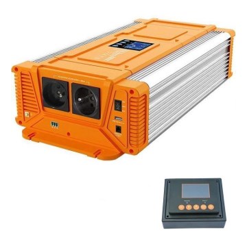 Menič napätia 3000W/12V/230V + káblové diaľkové ovládanie