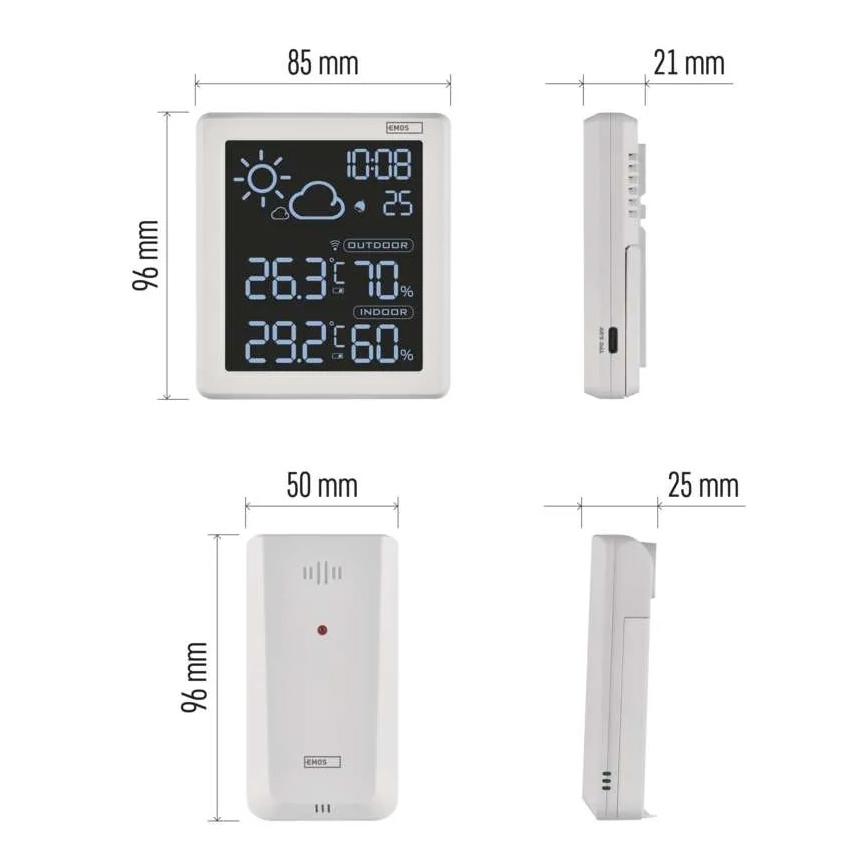 Meteostanica 5V 2xAAA + 2xAAA biela