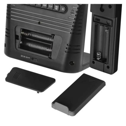 Meteostanica s bezdrôtovým nabíjaním 5V 2xAA + 2xAAA čierna