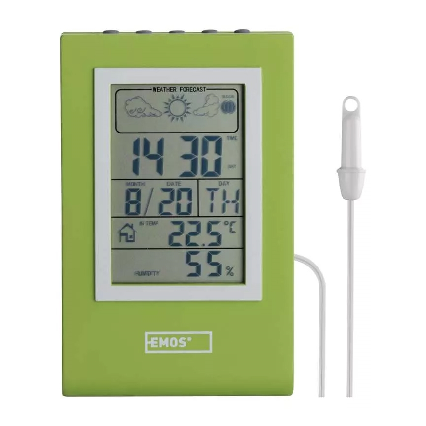 Meteostanica s budíkom 2xLR1130 zelená