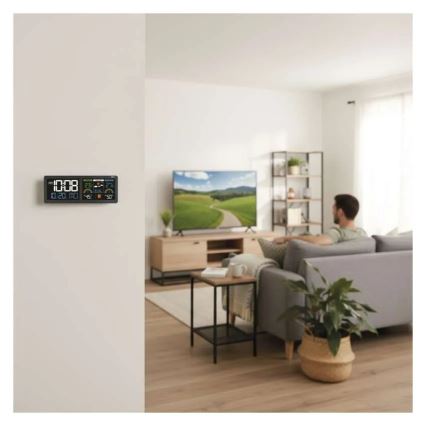 Meteostanica s farebným LCD displejom a budíkom 5V 3xAAA + 2xAA čierna