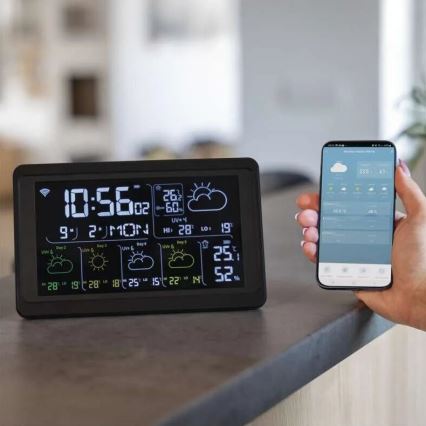 Meteostanica s LCD displejom GoSmart 230V/3xAAA + 2×AAA Wi-Fi Tuya čierna