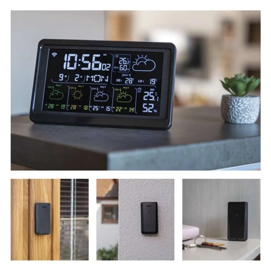 Meteostanica s LCD displejom GoSmart 230V/3xAAA + 2×AAA Wi-Fi Tuya čierna