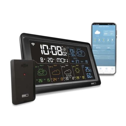Meteostanica s LCD displejom GoSmart 230V/3xAAA + 2×AAA Wi-Fi Tuya čierna