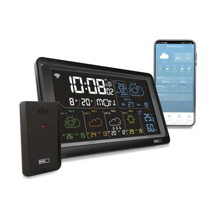 Meteostanica s LCD displejom GoSmart 230V/3xAAA + 2×AAA Wi-Fi Tuya čierna