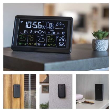 Meteostanica s LCD displejom GoSmart 230V/3xAAA + 2×AAA Wi-Fi Tuya čierna