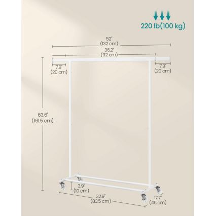 Mobilný stojanový vešiak LINEA biely