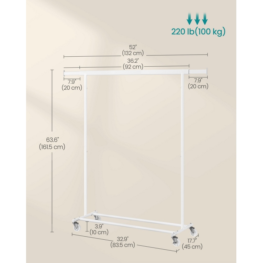 Mobilný stojanový vešiak LINEA biely