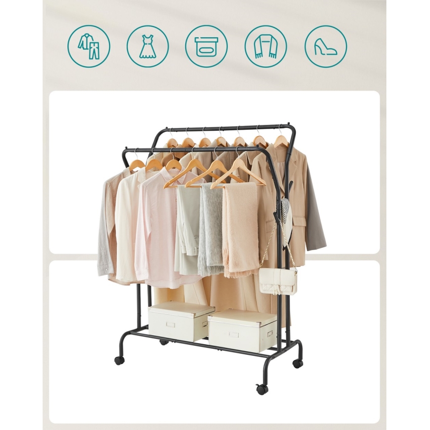 Mobilný stojanový vešiak LINEA čierny