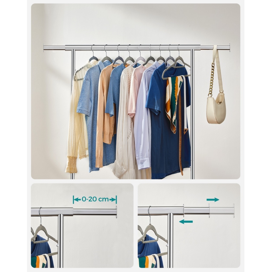 Mobilný stojanový vešiak LINEA strieborný